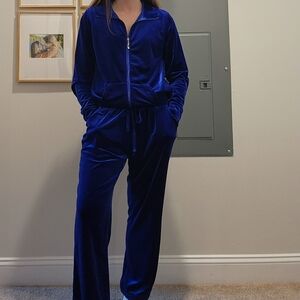 Retro Y2K Royal Blue Velour/ Velvet Tracksuit Matching Set